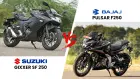 Bajaj Pulsar F250 vs Suzuki Gixxer SF 250: Quarter-litre Sport-tourersGo Head-on Bajaj Pulsar F250 vs Suzuki Gixxer SF 250: Quarter-litre Sport-tourersGo Head-on