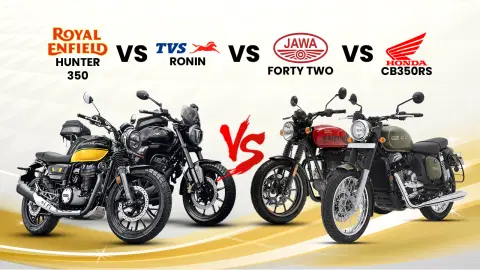 Royal Enfield Hunter 350 vs TVS Ronin vs Jawa Forty Two vs Honda CB350RS Royal Enfield Hunter 350 vs TVS Ronin vs Jawa Forty Two vs Honda CB350RS
