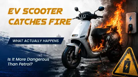 EV Scooter Catches Fire: What Actually Happens — And Is It More Dangerous Than Petrol? EV Scooter Catches Fire: What Actually Happens — And Is It More Dangerous Than Petrol?