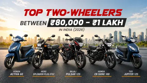 Top 5 Two-Wheelers Between ₹80,000 and ₹1 Lakh in India (2026) Top 5 Two-Wheelers Between ₹80,000 and ₹1 Lakh in India (2026)
